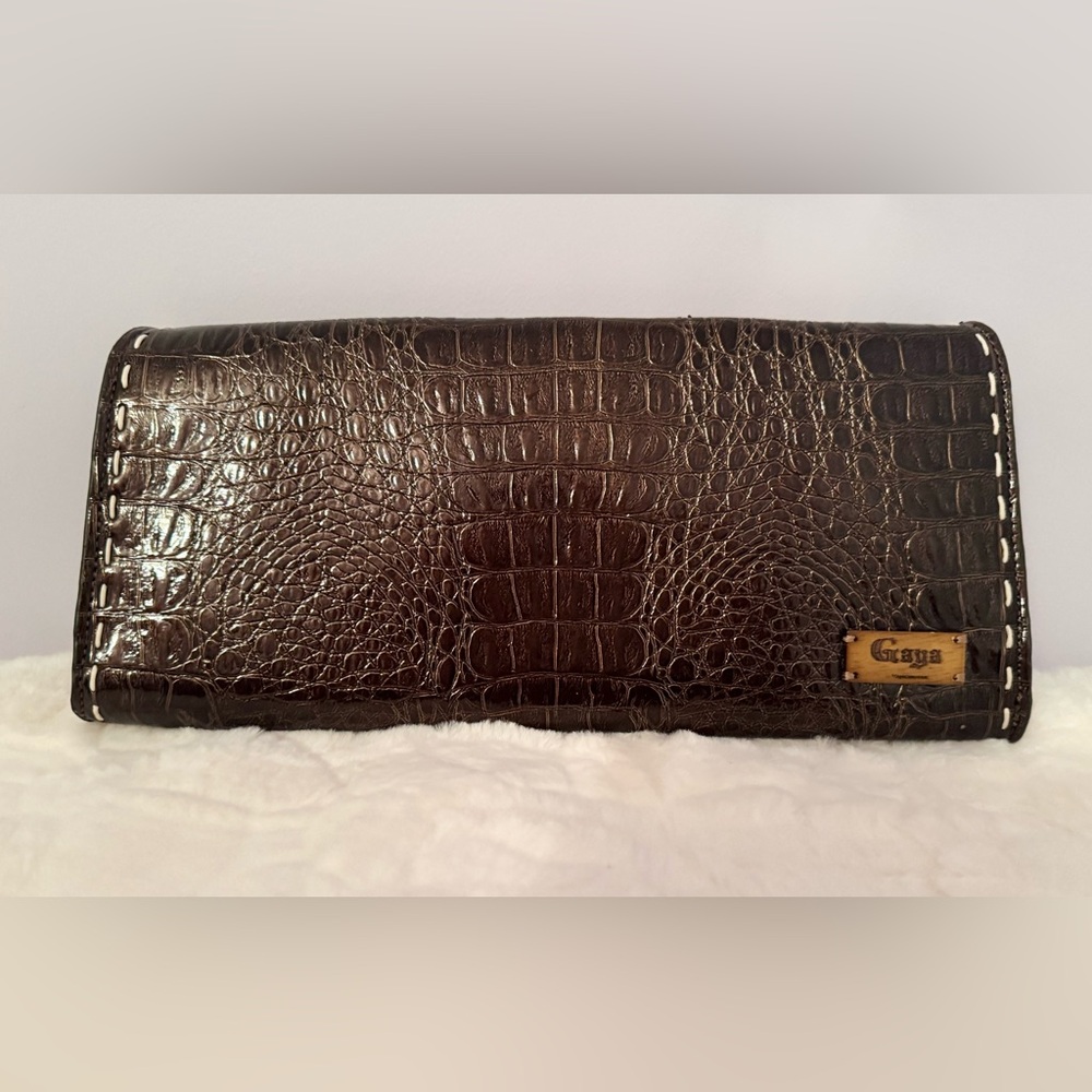 Beautiful Brown Crocodile-Embossed Clutch
